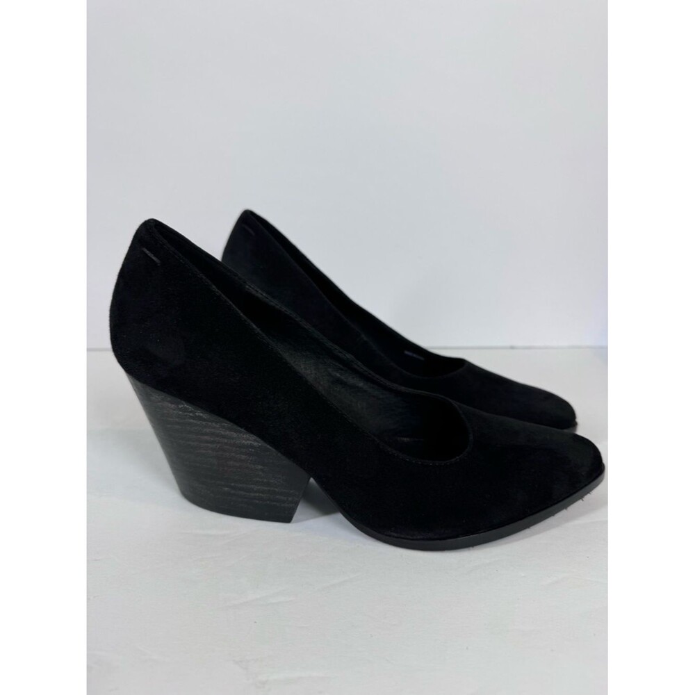Eileen Fisher Black Suede Hawk Block Heel Pumps Career Lagenlook Women's Size 8 - Picture 2 of 10